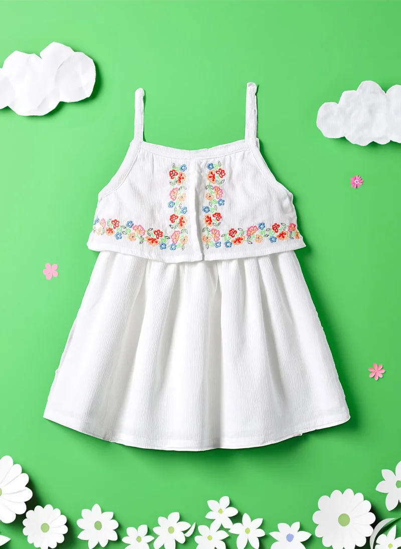 Nautinati Girls' Layered Floral Embroidered A-line Dress